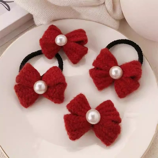 红色蝴蝶结发绳女童新款 公主头绳扎头发橡皮筋高弹力耐用发圈发饰