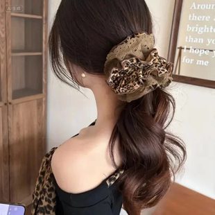 韩系复古豹纹褶皱发夹女香蕉夹扭扭夹小众盘发夹高马尾发夹头饰女