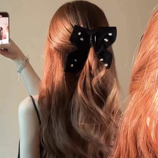 韩系闪锆丝绒蝴蝶香蕉夹女后脑勺发夹高级感马尾竖夹气质发饰头饰