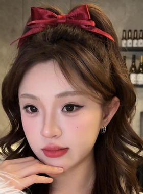 新年红色立体蝴蝶结顶夹高颅顶在逃公主发夹甜美跨年拍照出片发饰