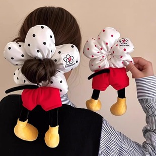 米奇屁屁花朵波点大肠发圈女丸子头盘发发绳大号可爱米奇创意发饰