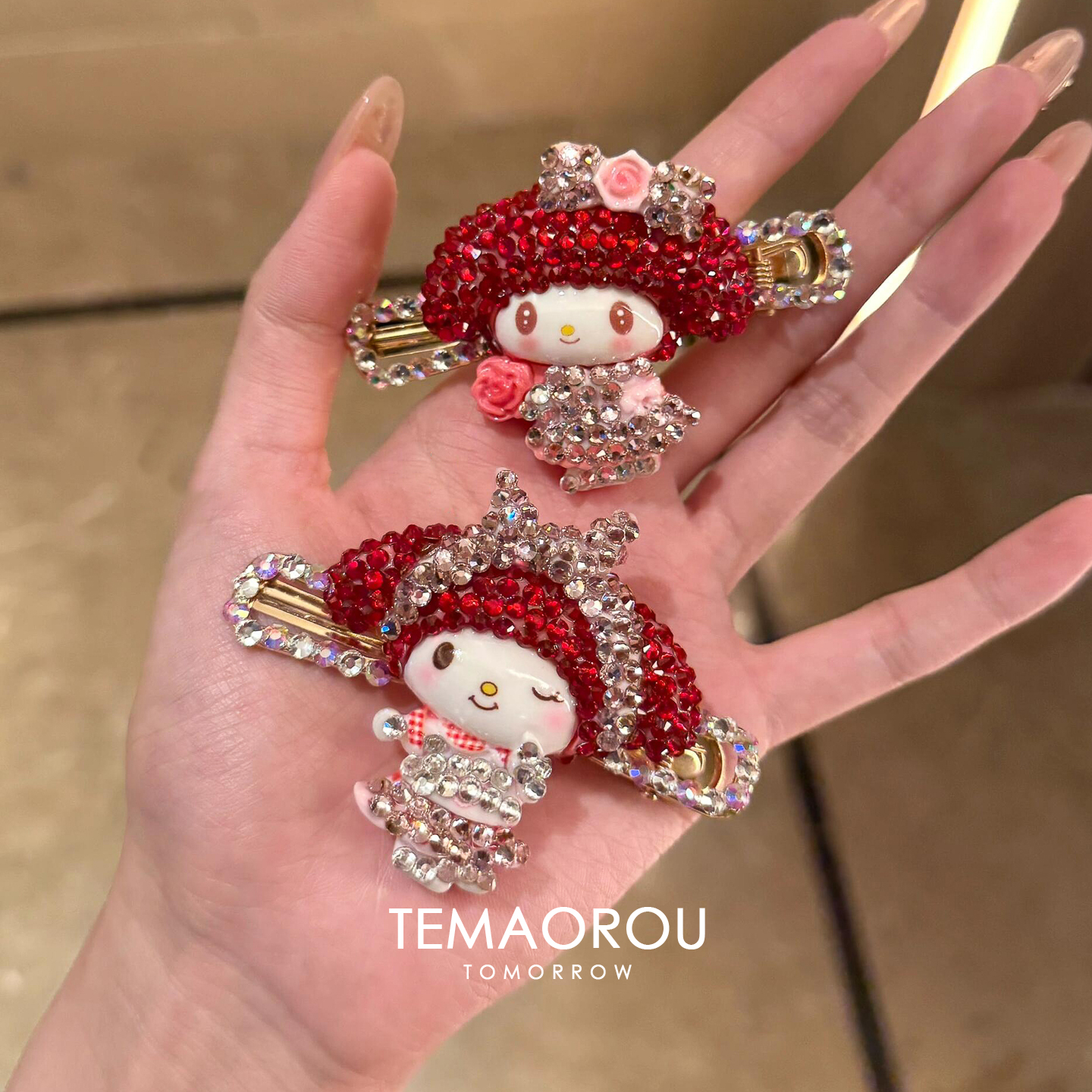 萌物！手工镶嵌满钻卡通动漫侧边一字夹刘海发夹高端时尚发饰头饰