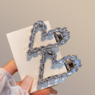 韩版 发卡 重工爱心闪钻边夹女高级感甜美侧边碎发一字夹气质新款