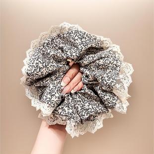 法式 发绳韩系橡皮筋头花发圈头绳 复古碎花蕾丝猪大肠圈女2024新款
