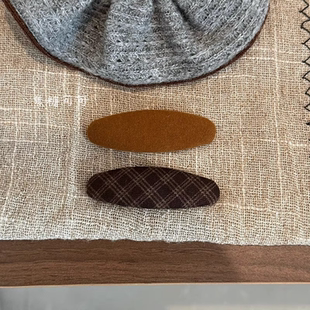 棕色格纹韩系发夹BB夹侧边发夹可爱刘海夹掰掰夹发饰