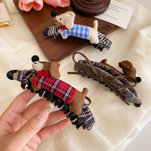 2025新款 儿童可爱小狗香蕉夹女孩扎马尾卡通头饰女童百搭发夹发饰