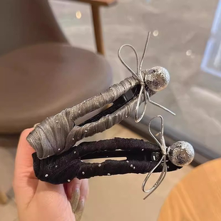 一字精致闪钻鸭嘴夹2025新款 轻奢高级感刘海侧边夹碎发夹头饰发饰