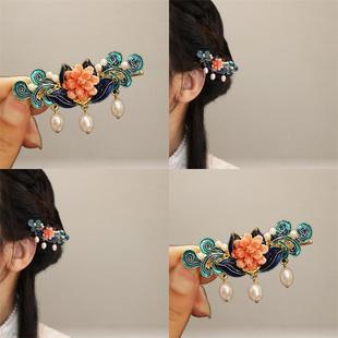 发饰 秋季 古典中式 精致小边夹旗袍头饰国风汉服发饰侧边夹子发夹
