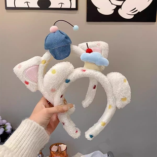 儿童发箍可爱猫耳毛绒发饰女童头箍不勒头洗脸童趣蝴蝶结拍照头饰