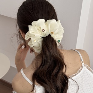 甜美花朵大肠发圈女高级感2025新款 小清新夏日扎头发头绳马尾头花