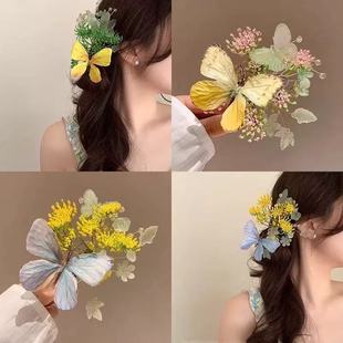 汉服发饰森系蝶恋花发夹古风花枝古装 侧边夹头饰汉服唐风配饰发饰