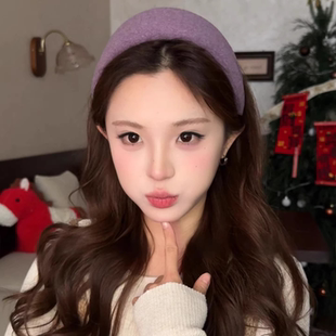 云朵软绵绒面海绵宽边发箍女秋冬增高颅顶压发头箍气质百搭发饰