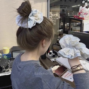 韩系秋冬新款 毛绒蝴蝶结发夹女后脑勺盘发抓夹高级感鲨鱼夹子头饰