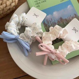 甜美波点大肠发圈女2025新款 百搭慵懒发圈马尾发饰韩系感头绳