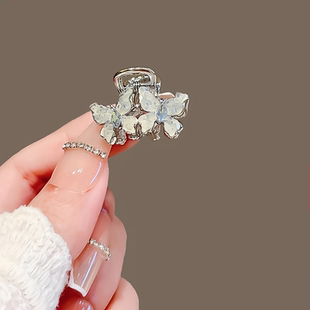 气质琉璃蝴蝶水钻发夹女小号抓夹前额刘海顶夹后脑勺半扎发鲨鱼夹