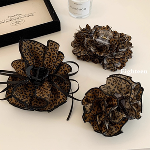 韩系豹纹蝴蝶结花朵抓夹女高级感后脑勺大号发夹香蕉夹头饰夹子