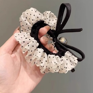 名狐小香风蝴蝶结波点小肠发圈女新款 气质扎发头绳后脑勺皮筋发绳