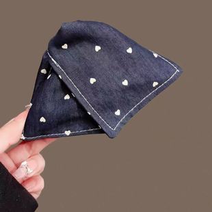 韩系深蓝爱心三角抓夹女2025新款 高级感复古发抓后脑勺洋气鲨鱼夹