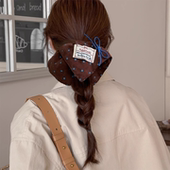 韩系布鲁蓝咖波点撞色方巾发圈女秋季 新款 甜美大肠圈小众设计发饰