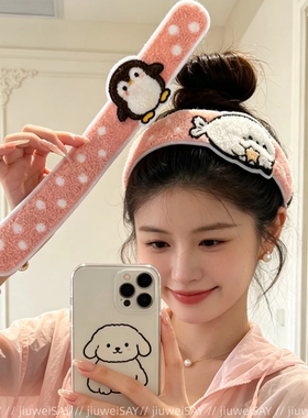 可爱卡通企鹅波点魔发贴少女后脑勺碎发整理魔术贴可爱刘海贴发饰