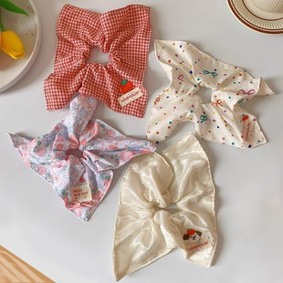 可爱彩色波点方巾发绳小清新甜美大肠发圈田园碎花布艺皮筋女发饰