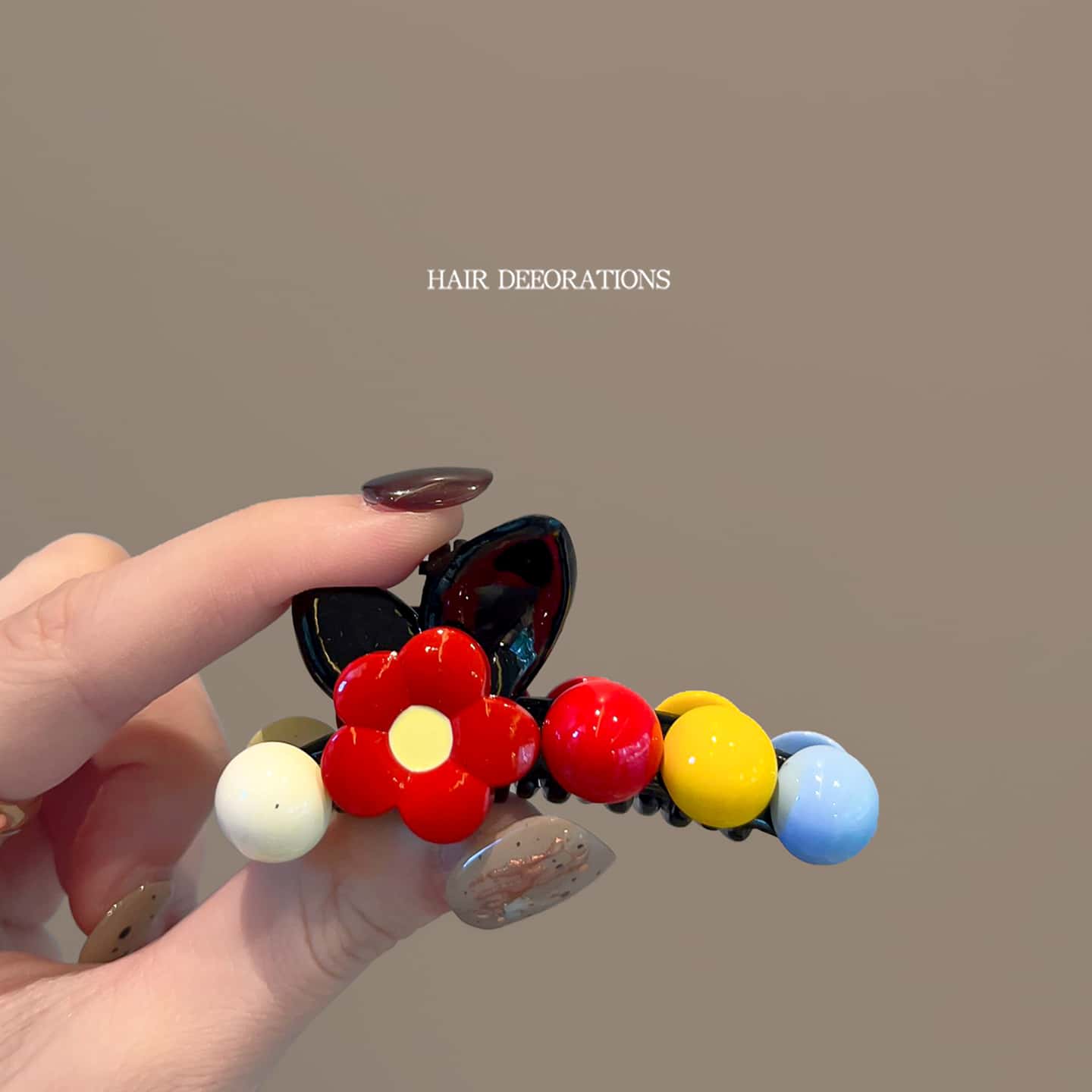 韩国东大门五瓣花彩色珠珠发饰