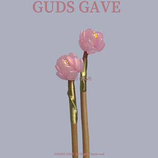 白鹭洲荷花发簪日常百搭简约盘发头饰气质甜美精致上班琉璃花发饰