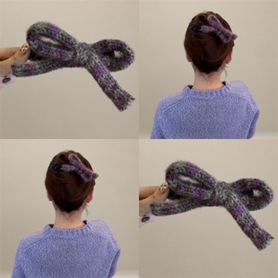 温柔陷阱~秋冬毛线蝴蝶结抓夹女2024新款发夹后脑勺盘发鸭嘴夹子