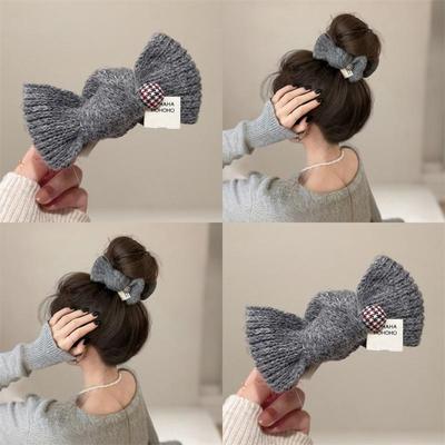 秋冬毛线蝴蝶结大号发夹子头饰