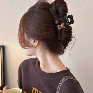 豹纹可爱小熊大号发夹女后脑勺高级感鲨鱼夹复古抓夹2025新款 夹子