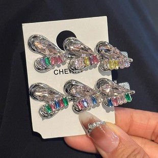 y2k多巴胺少女爱心锆石发夹精致闪钻刘海夹侧边发卡前额碎发卡子