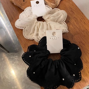 韩国进口东大门新款 发饰蕾丝珍珠花朵发圈扎马尾发绳头绳