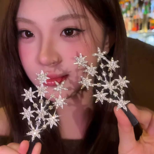 圣诞节满天星毛绒花朵发夹女侧边刘海夹碎发整理神器秋冬发卡头饰