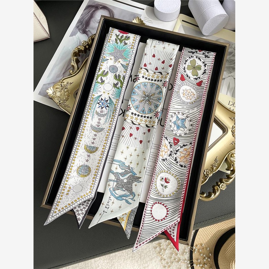 D丝巾女长条真丝法式小领巾系脖装饰包包缠手柄绑包丝带细窄twill