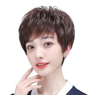 假发全头套女真人发丝中老年妈妈款真发短发型日常时尚自然减龄