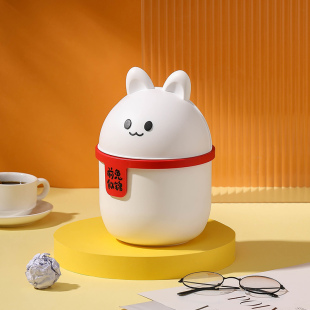 防尘桌面收纳盒卡通半翻盖垃圾桶纸巾盒少女心可爱卧室车载小纸篓