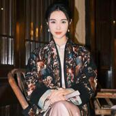 龟裂纹香云纱重工刺绣新中式 外套女春秋冬国风宽松两面穿羽绒服