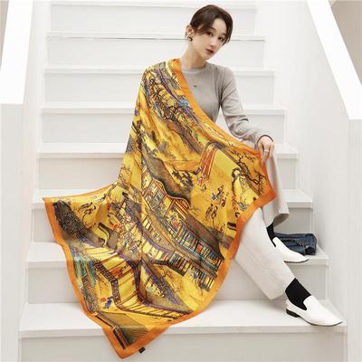 Floral Silk Scarf Shalw Women Wraps Foulard Female Bandana