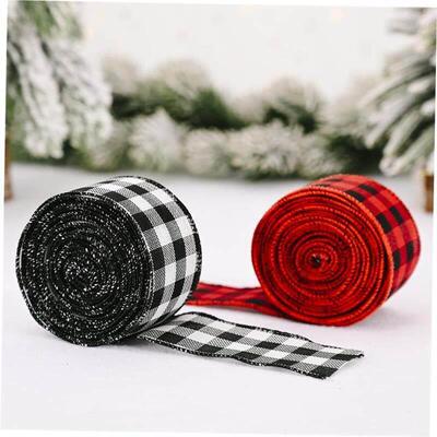 christmas decoration tree Red and black checked ribbon