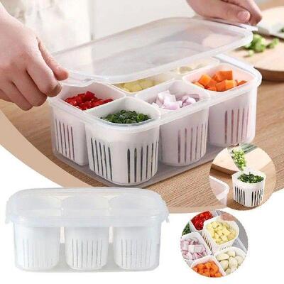 6 Grid Refrigerator Storage Box Fridge Organizer Food Box