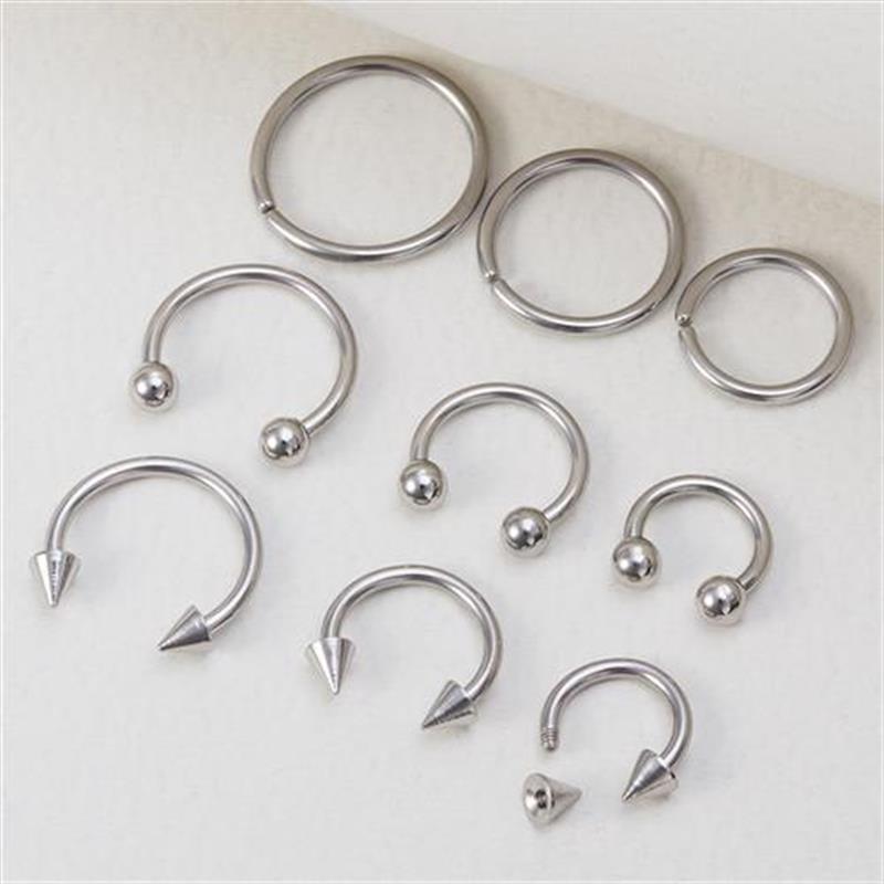 9pcs Hoop Earrings Smiley Nose Ring Septum Real Piercing Bar