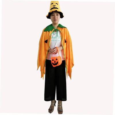 Halloween party gathering Pumpkin Pancho Costume Cute