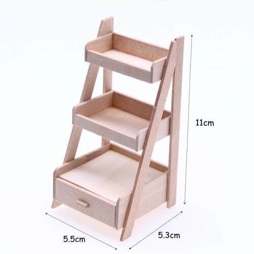 1Pcs Dollhouse Miniature Plant Wooden Shelf Flower Stand Sim