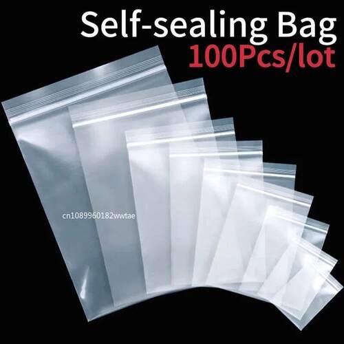 100Pcs/lot Small Zip Lock Plastic Bags Transparent Bag Reclo