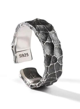 925 Sterling Silver Stone Grain Men Woman Adjustable Rings L