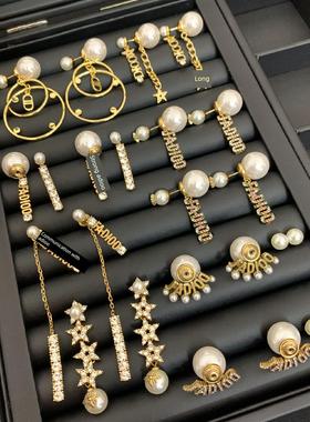 时尚流苏珍珠耳环的妇女明星字母耳钉