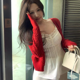 吊带短袖双版本 白色性感蕾丝吊带背心打底内搭