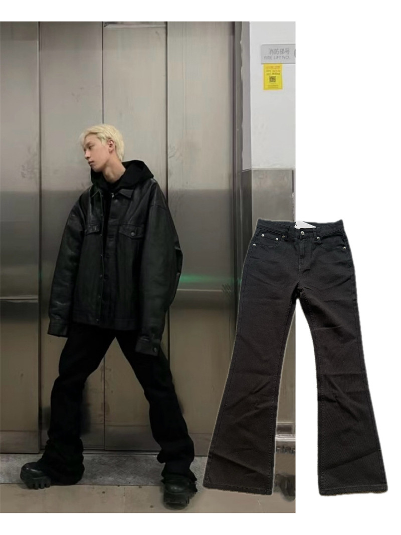 thumbnail for Original Paris 23Wf Spring Versatile Basic Demna Flared Pure Black Slightly Flared Trendy Brand Unisex Jeans