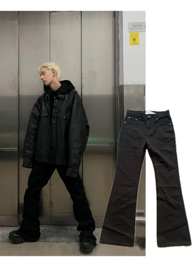 原标巴黎23wf春季百搭基础款Demna Flared纯黑微喇潮牌男女牛仔裤