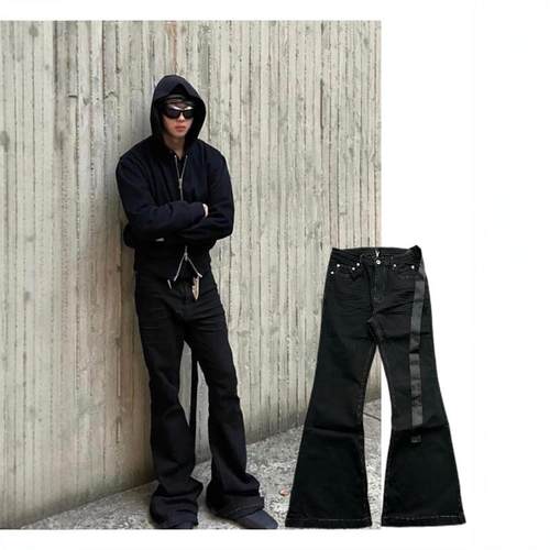 拉链长裤水洗四季喇叭